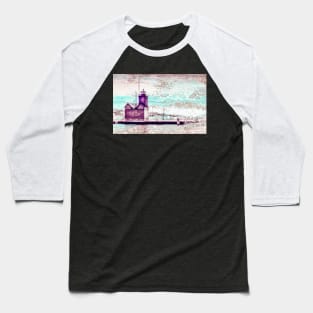 "Holland Harbor Lighthouse" - Michigan Fluid Art Lighthouse Collection Baseball T-Shirt